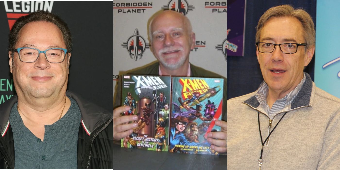 A split image of Marvel comic writers Joe Quesada, Chris Claremont and Dan Jurgens