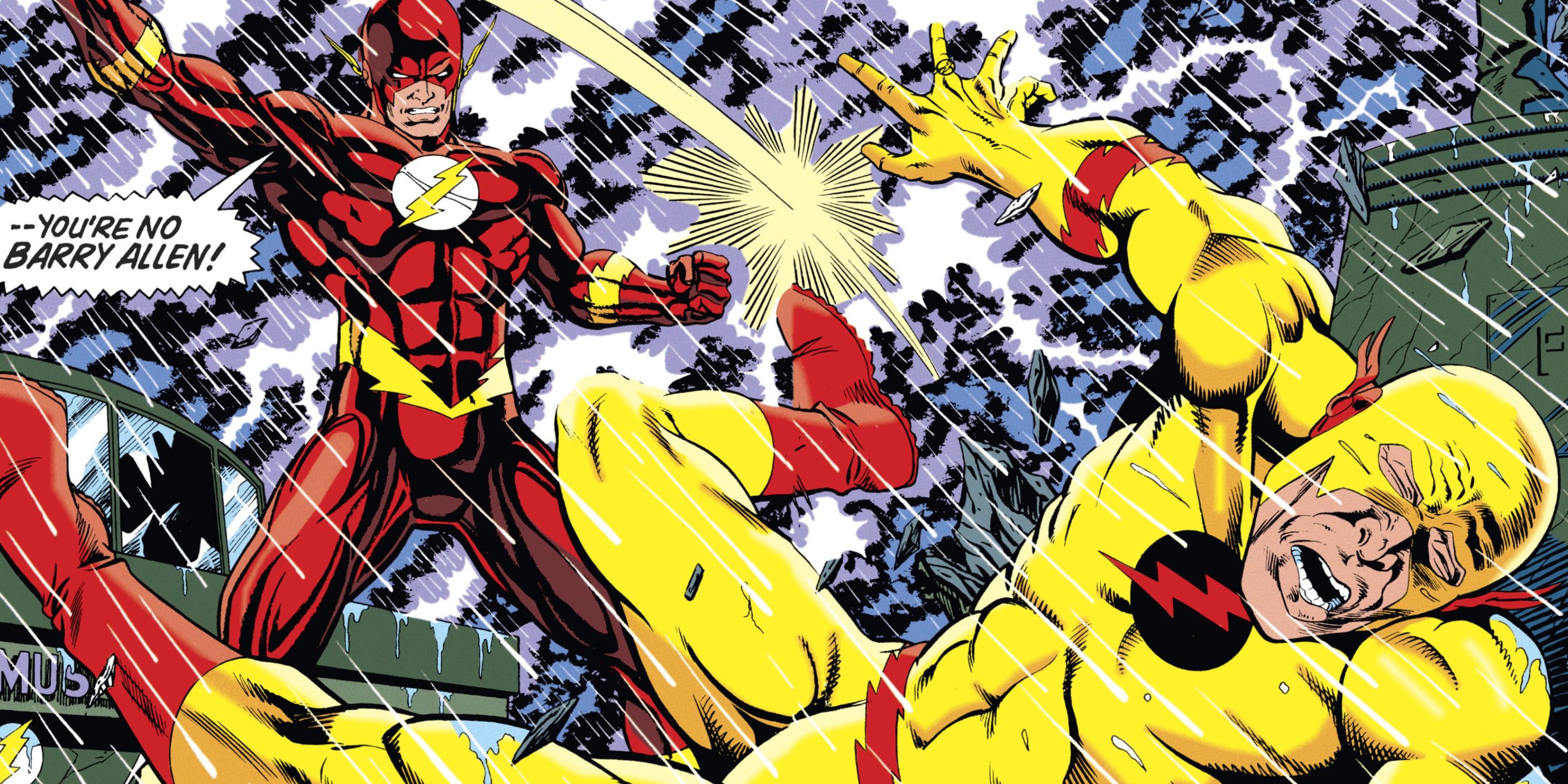 Wally West slapping Reverse Flash in DC Comics' The Flash; The Return of Barry Allen