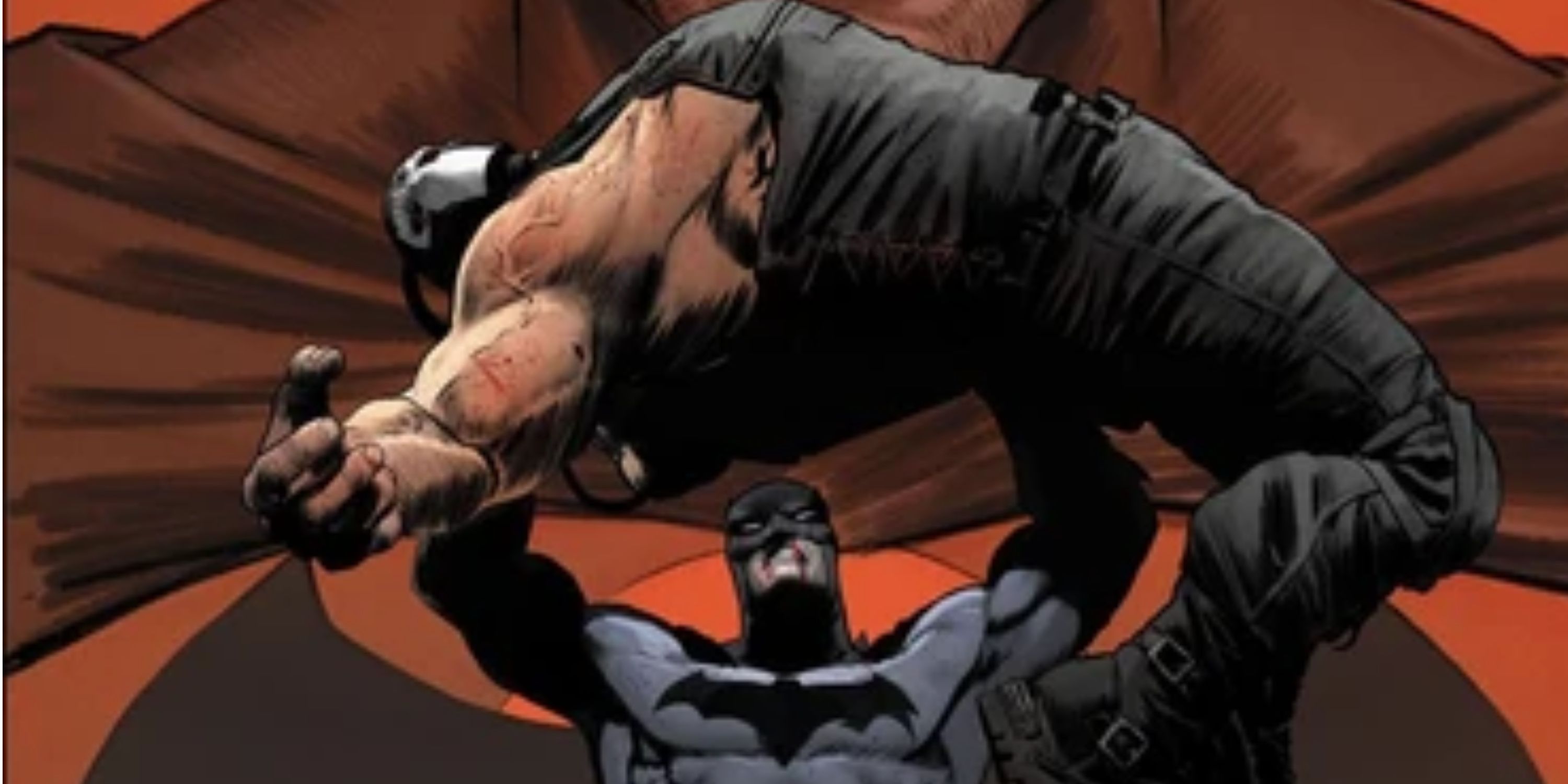 Batman lifting Bane above his head in Batman: City Of Bane from DC Comics