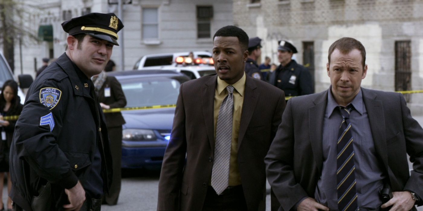 Danny Reagan and his partner arrive at an NYPD crime scene in Blue Bloods