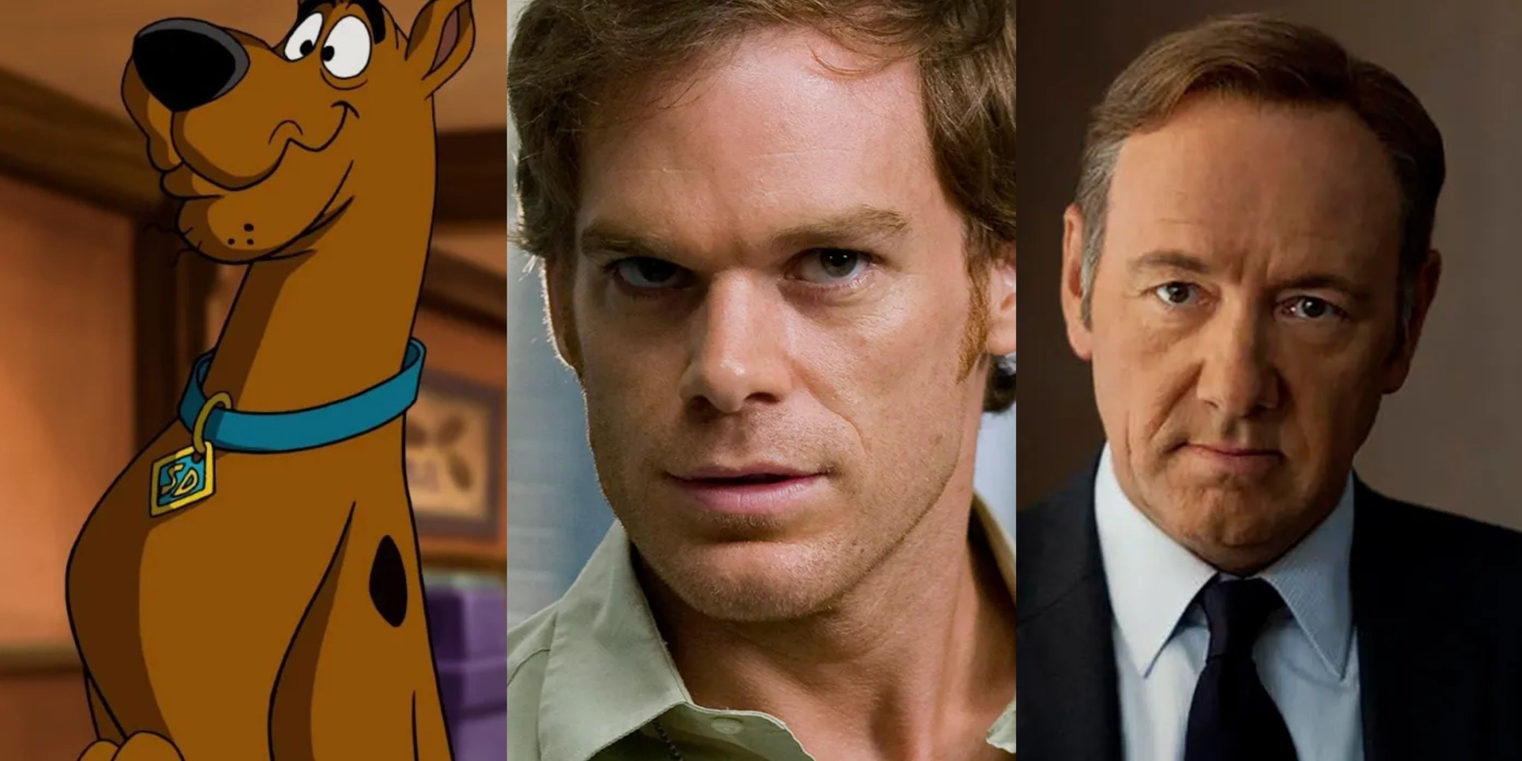 Split image Scooby-Doo, Dexter Morgan, Frank Underwood