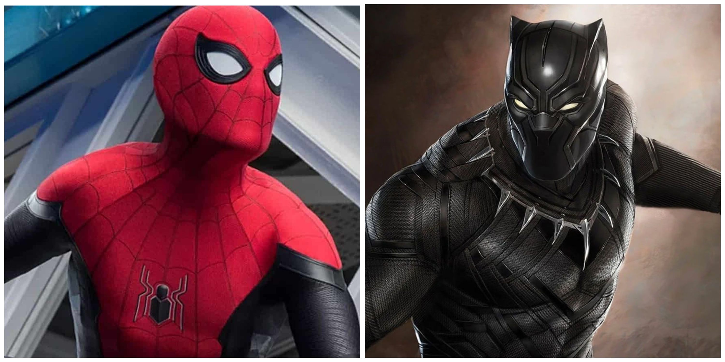 split image: MCU Spider-Man in Far From Home and MCU Black Panther