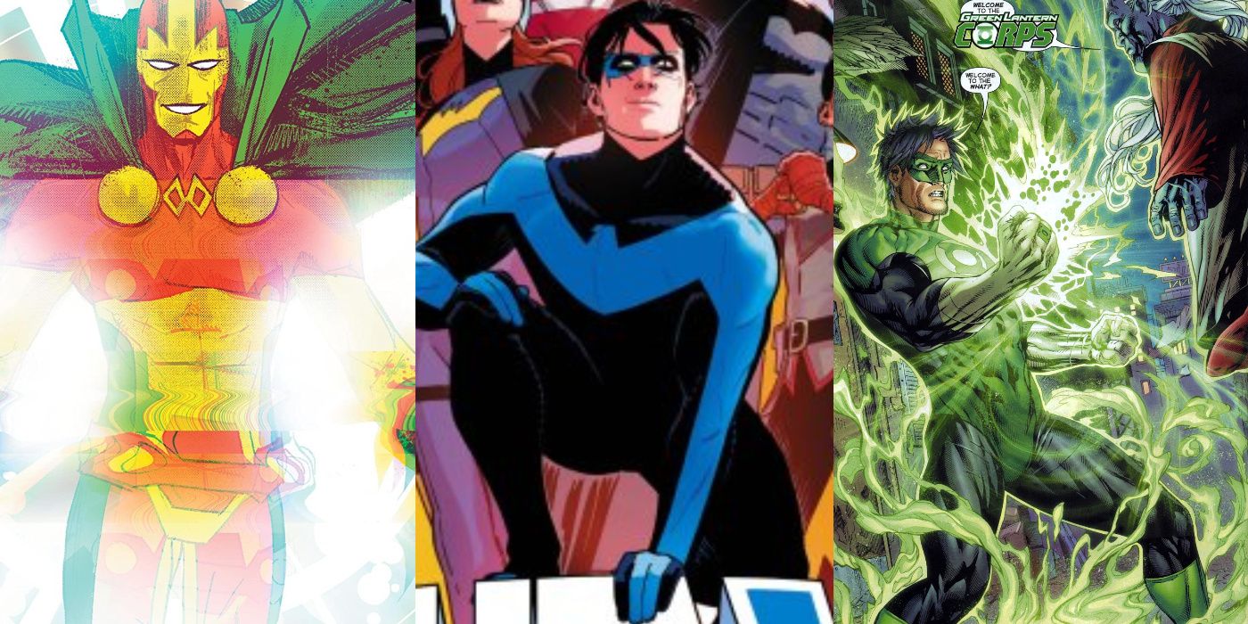 A split image of Mister Miracle, Nightwing, and Kyle Rayner from DC Comics