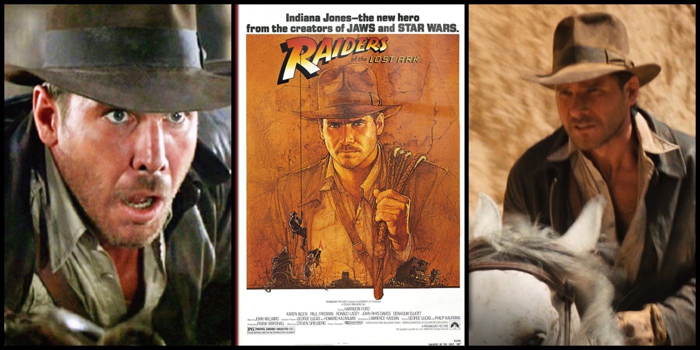 Harrison Ford as Indiana Jones in Raiders of the Lost Ark and the movie poster