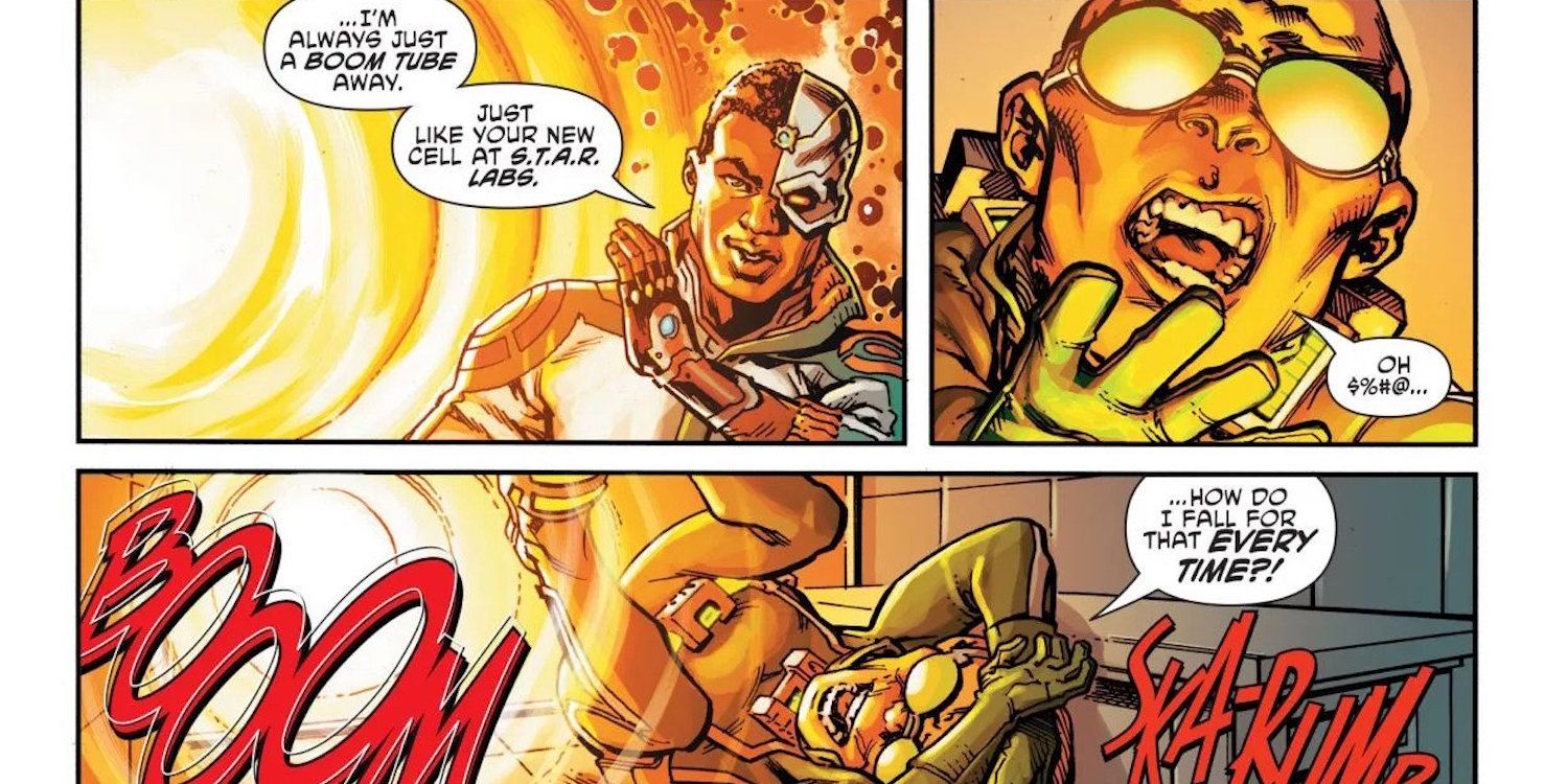 Cyborg talks in front of the boom tube