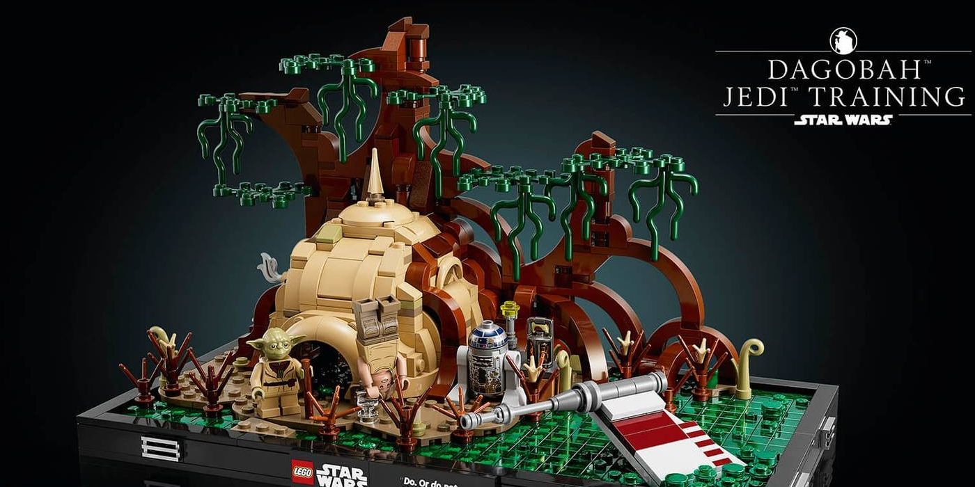 Luke de cabeça para baixo no conjunto Dagobah Jedi Training Star Wars LEGO.