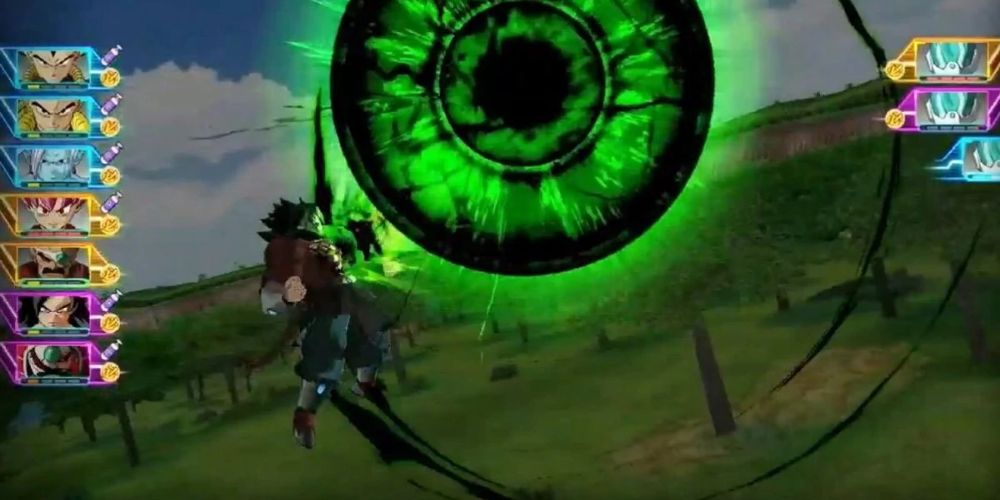 Dark Broly usando Dark Blast Stinger em Dragon Ball Heroes