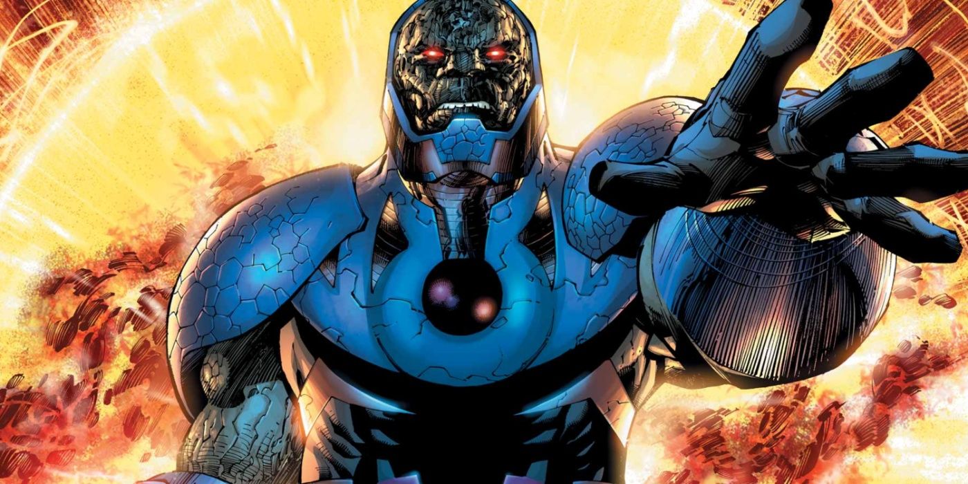 Darkseid levanta a mão quando uma explosão ocorre atrás dele na DC Comics.