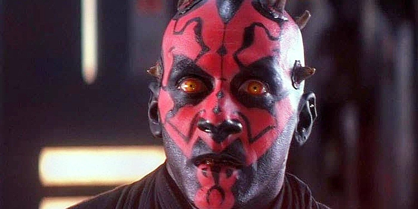 Darth Maul acts surprised as he's cut in half in Star Wars: The Phantom Menace