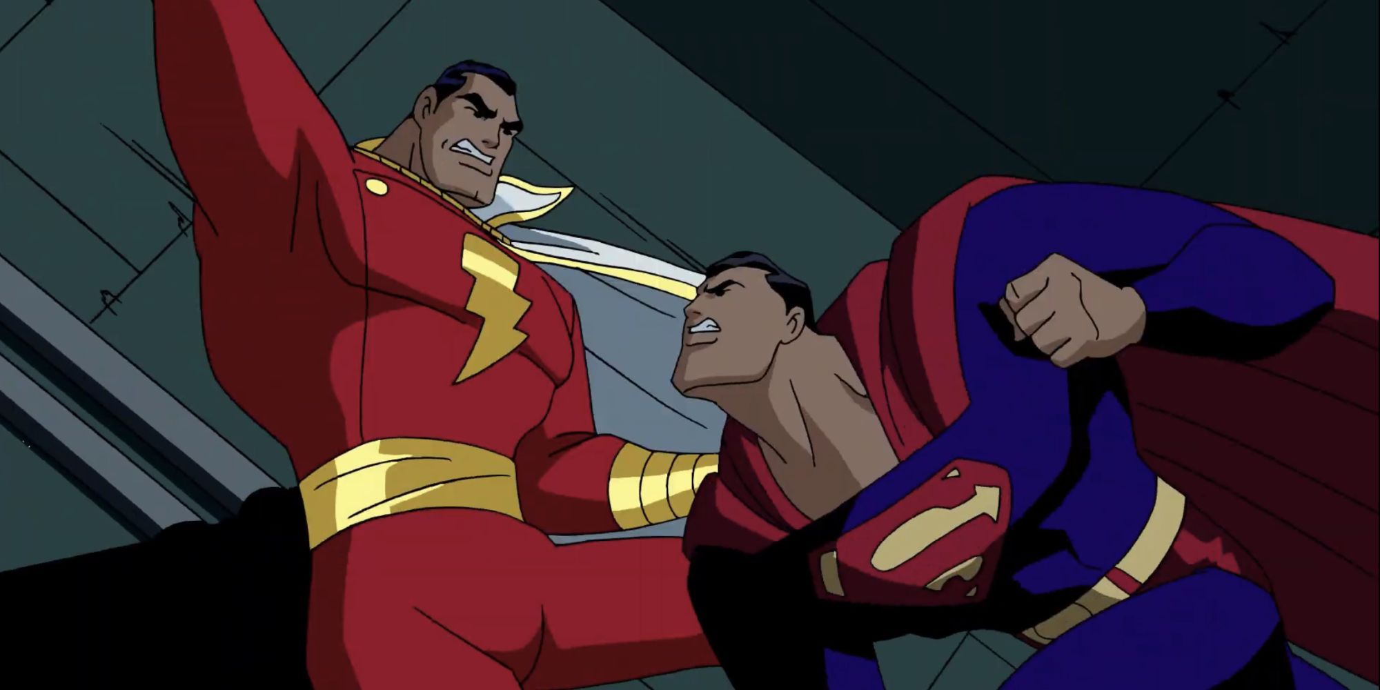 Superman  & Shazam fight in Justice League Unlimited. 