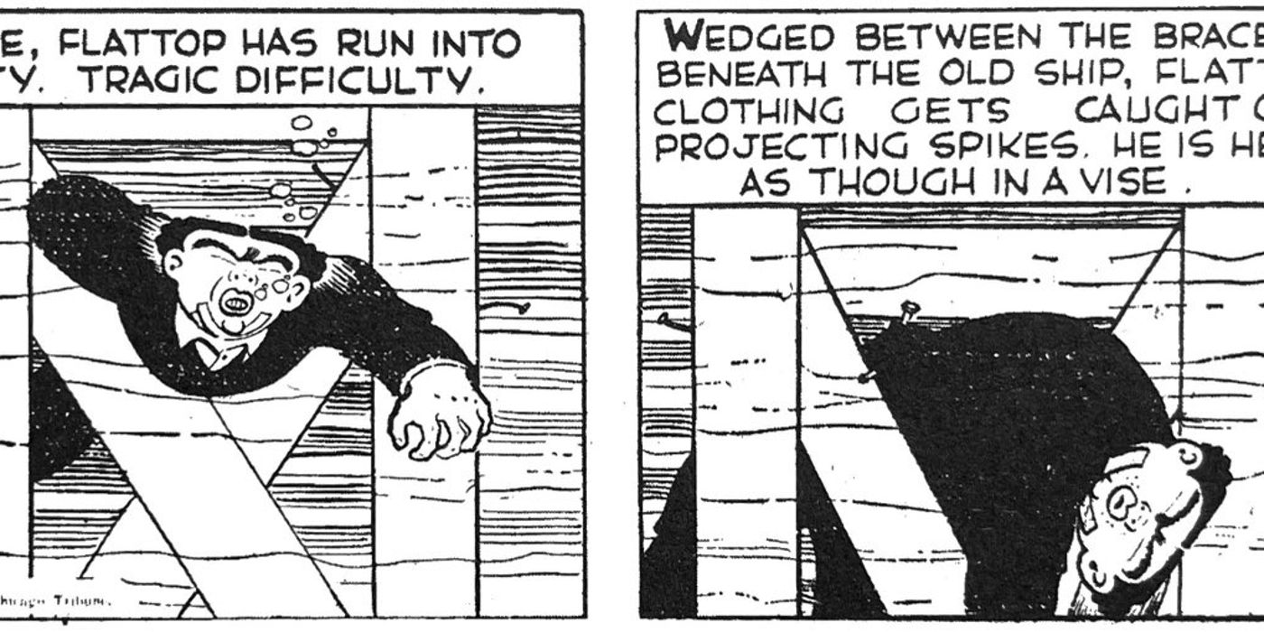 Flattop lands on spikes in Dick Tracy