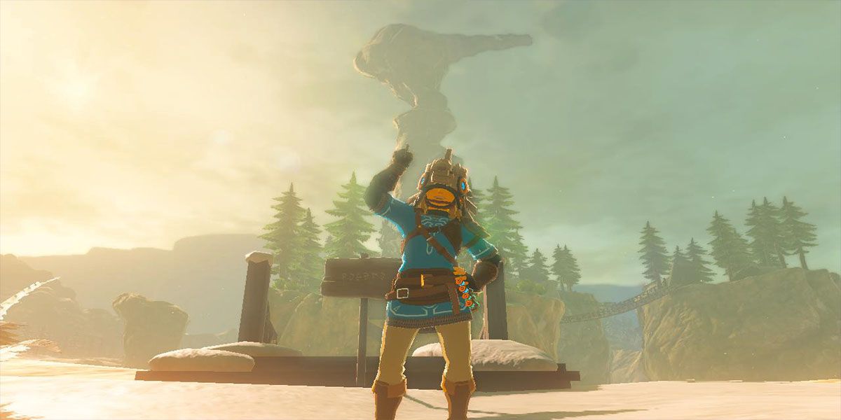 Link portant le casque de la bête divine Vah Medoh
