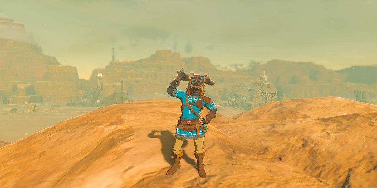 Link portant le casque de la bête divine Vah Naboris