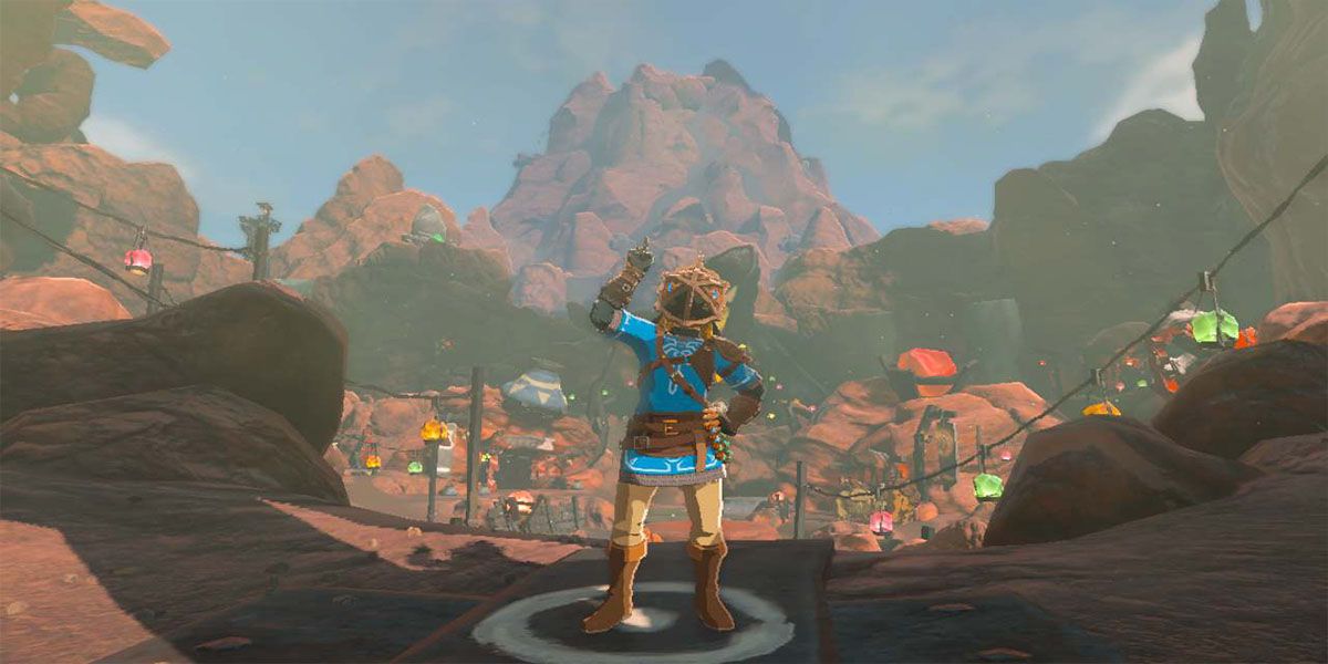Link portant le casque de la bête divine Vah Rudania