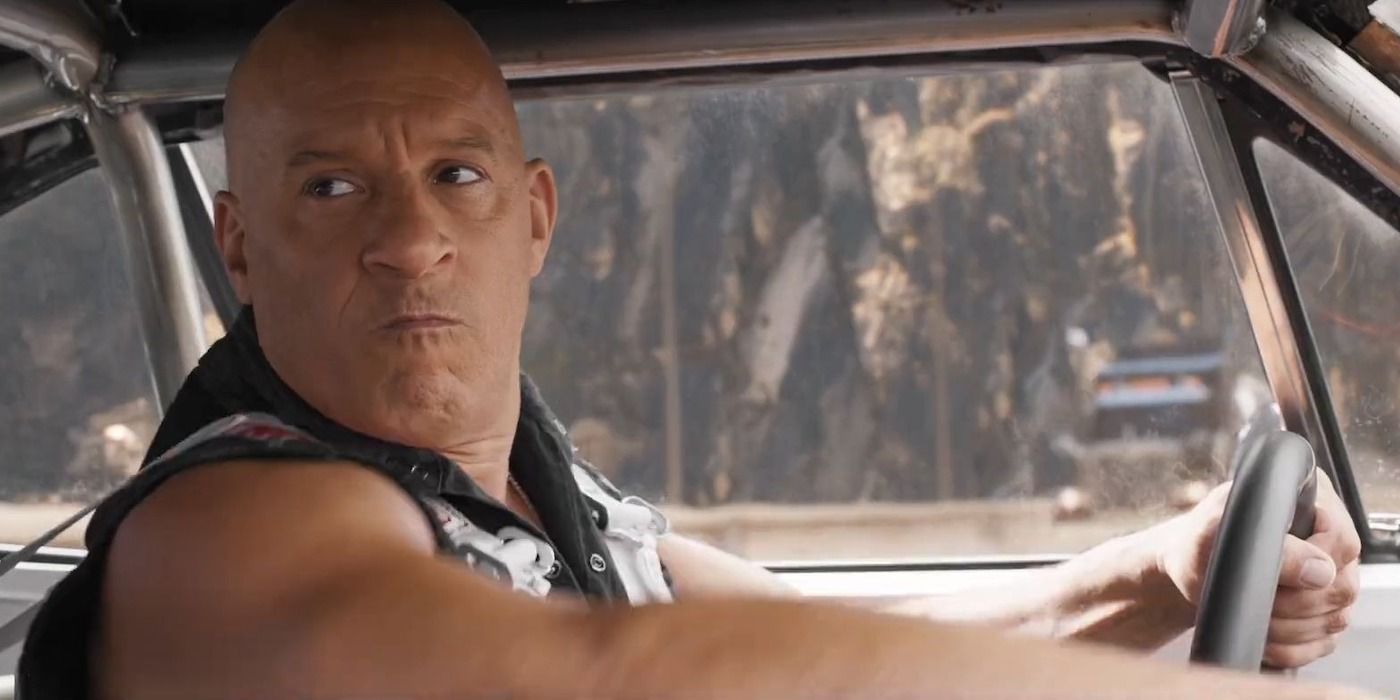Dominic Toretto (Vin Diesel) looks angry in his car in Fast X