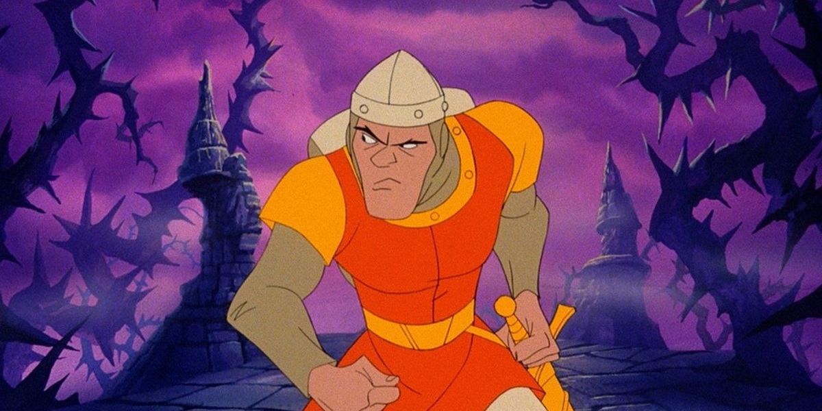 O protagonista do jogo de arcade Dragon's Lair 1983 parecia suspeito.