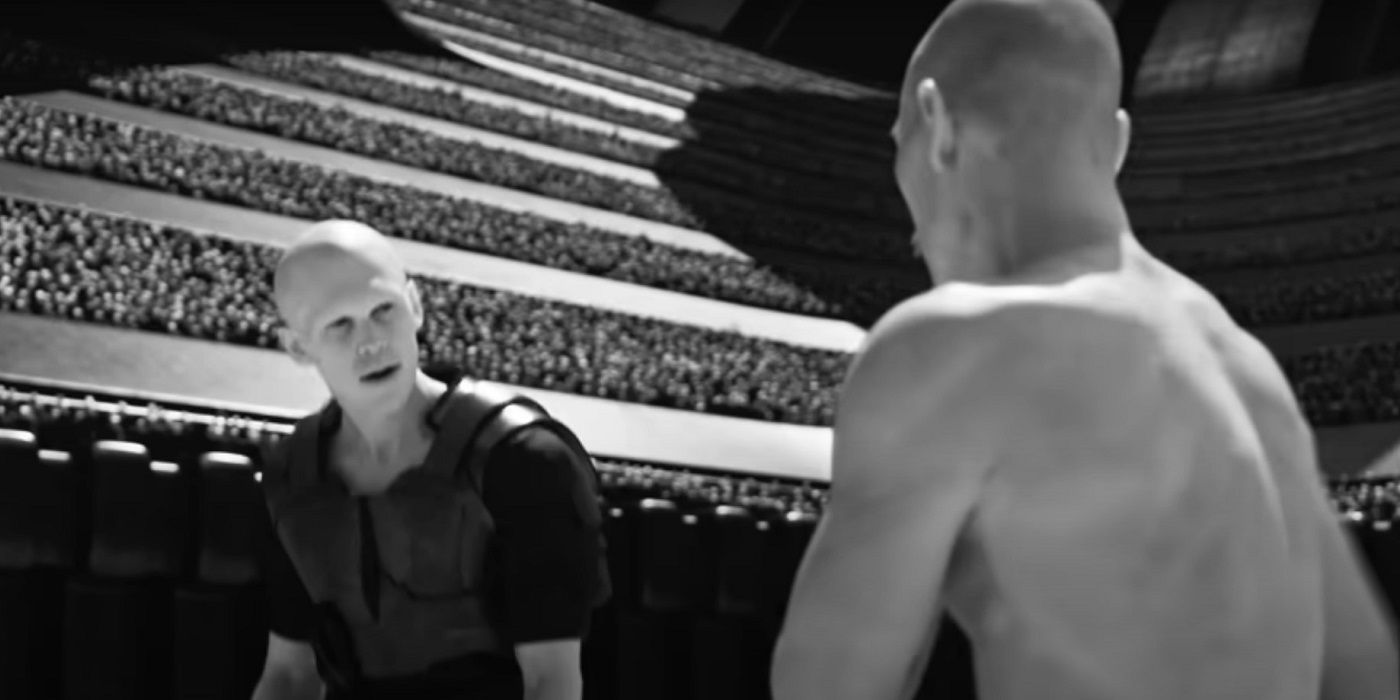 Feyd-Rautha Harkonnen faces another bald white warrior in Dune: Part Two.