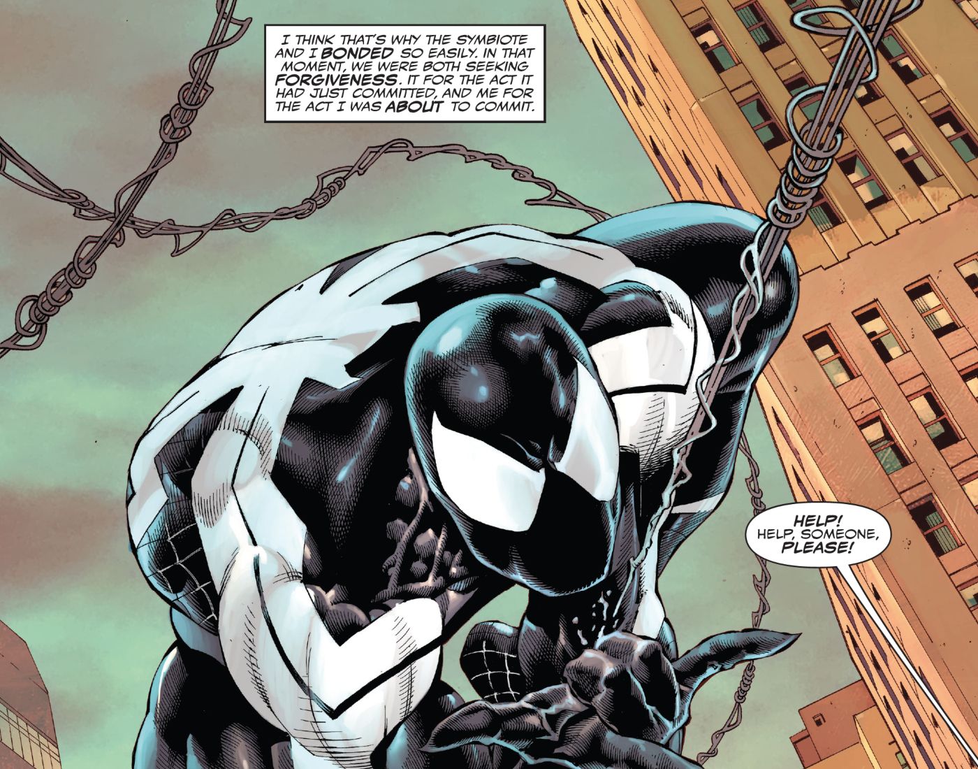 Eddie Brock balança como um agora simbionte heróico Homem-Aranha