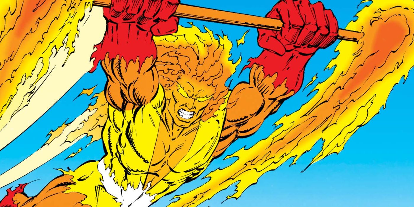 Firelord flying through the air from Marvel Comics