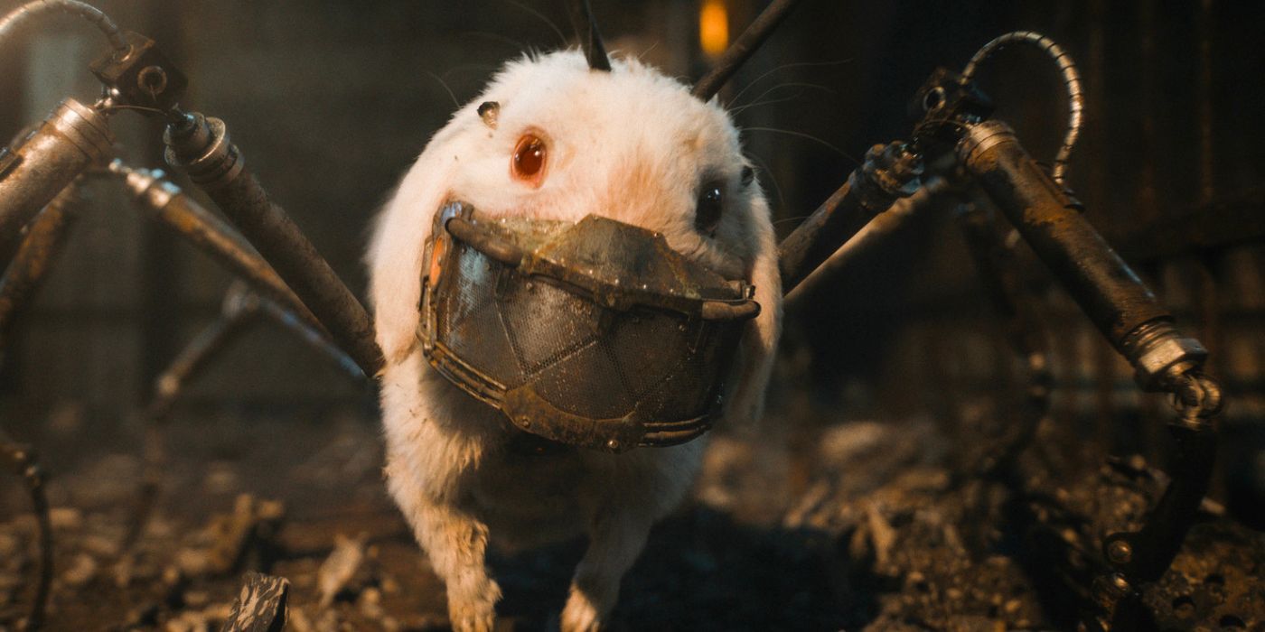 Floor the rabbit with an iron muzzle and spider-like legs in Guardians of the Galaxy Vol 3