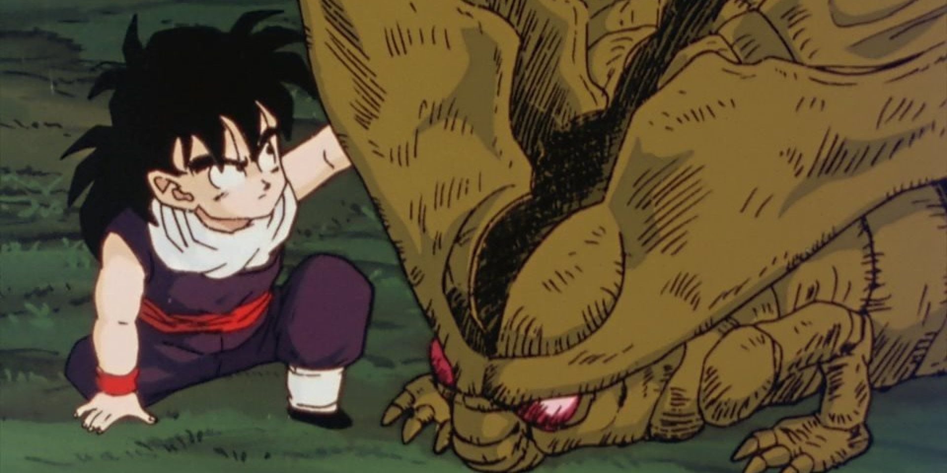 Gohan checks Cell's shed shell in Dragon Ball Z