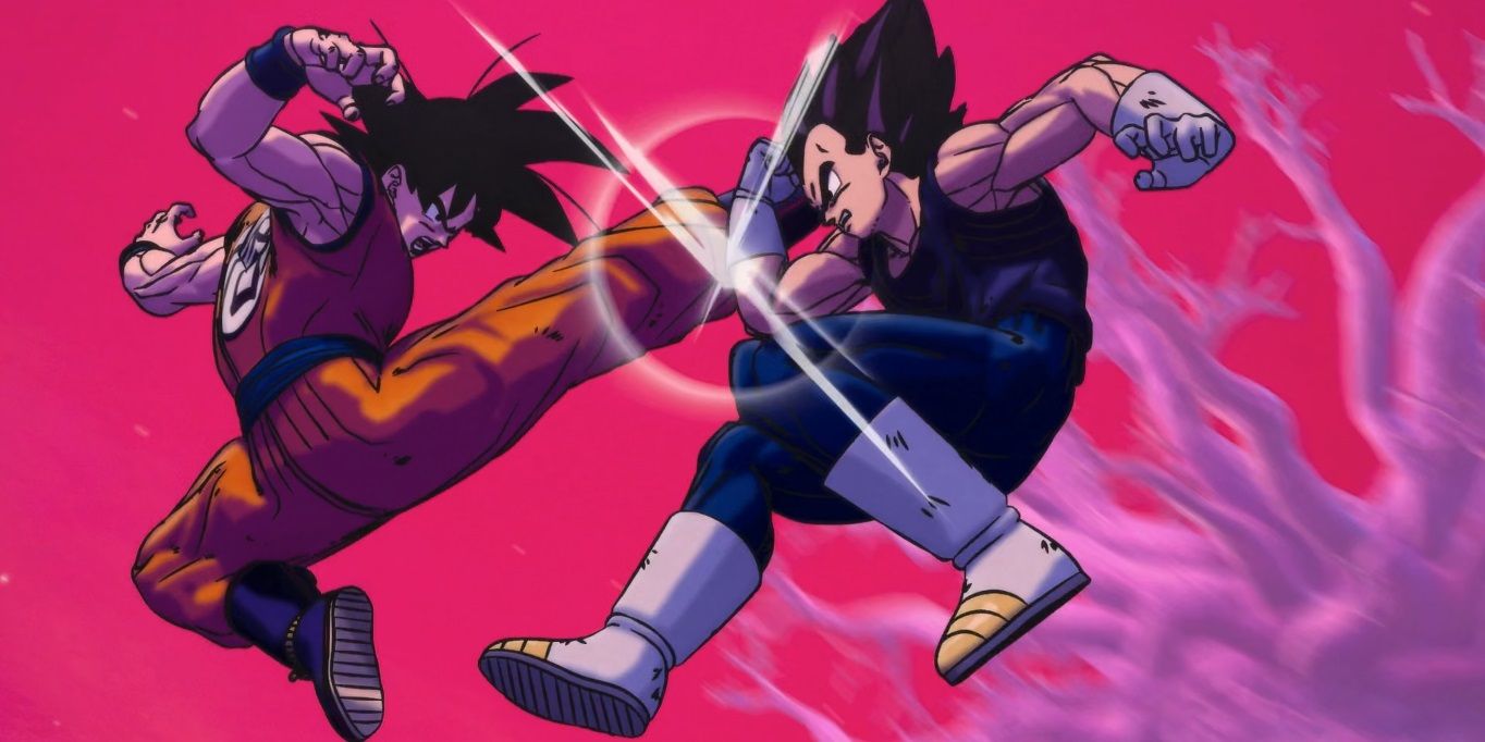 Goku fighting Vegeta in Dragon Ball Super Hero