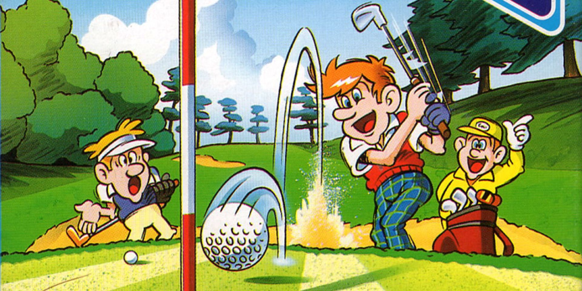 Some characters play golf in a Mario game.