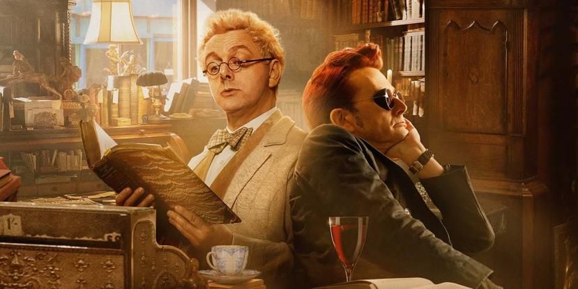 Aziraphale and Crowley pose together in a promotional image for Good Omens Season 2