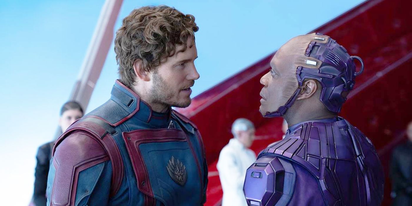 Star-Lord faces off against The High Evolutionary in Guardians of the Galaxy Vol. 3.
