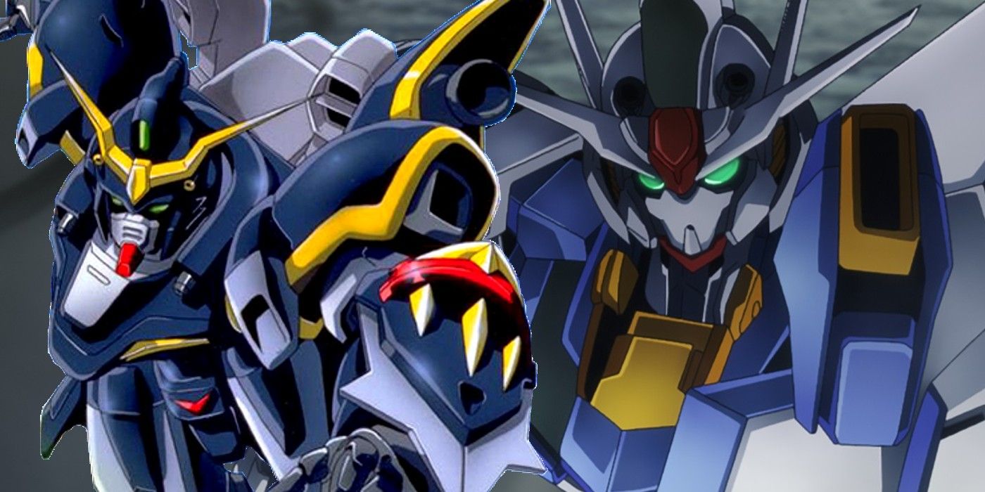 A combined image of Gundam Deathscythe and Gundam Aerial