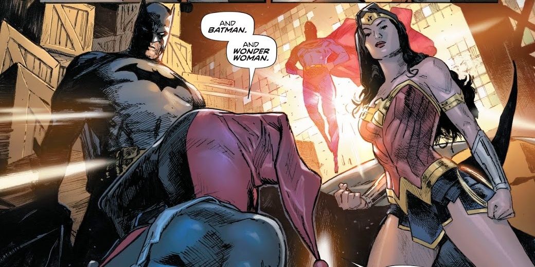 Harley Quinn faces Batman, Superman and Wonder Woman in Heroes in Crisis