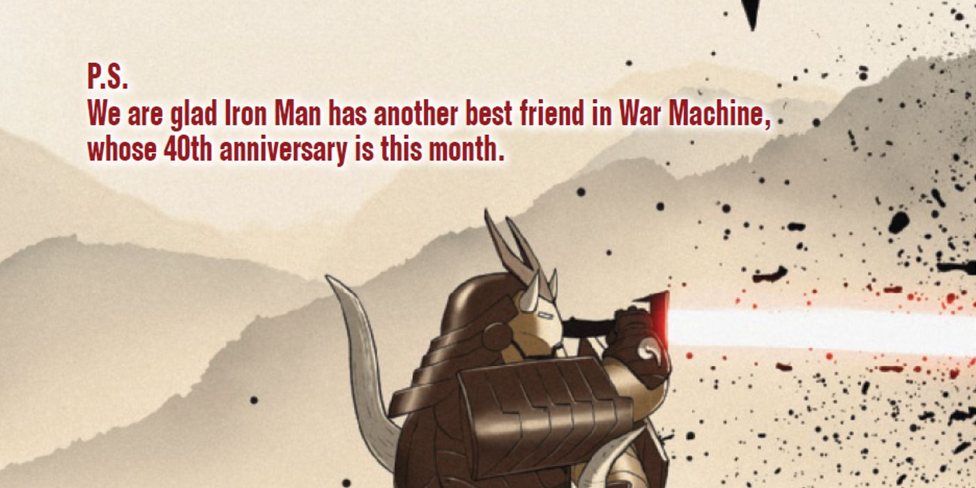 Uma menção especial do 40º aniversário da War Machine em I Am Iron Man #3.