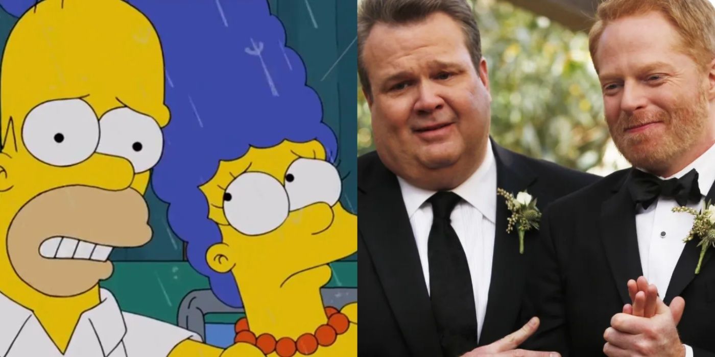 Homer and Marge in The Simpsons and Cam and Mitch in Modern Family. 