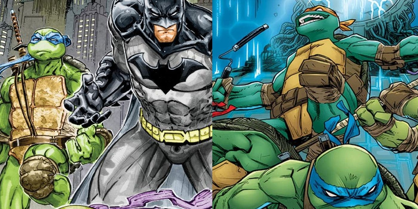Leo and Batman stand together and the turtles attack the technodrome in TMNT comics