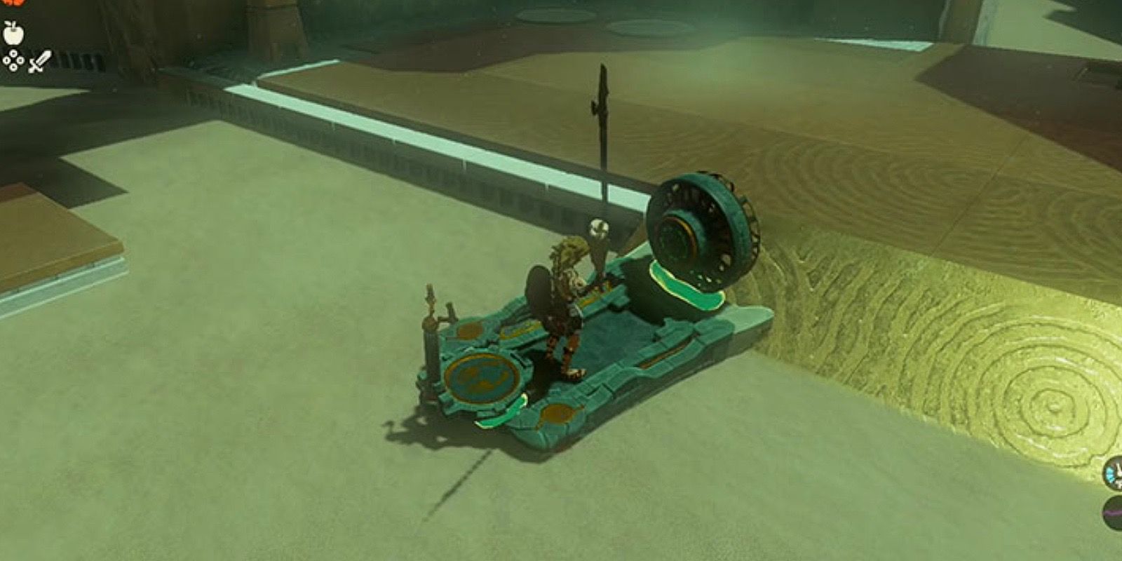 O trenó fornece uma boa base para surfar com escudo ou mover objetos em Tears of the Kingdom. 