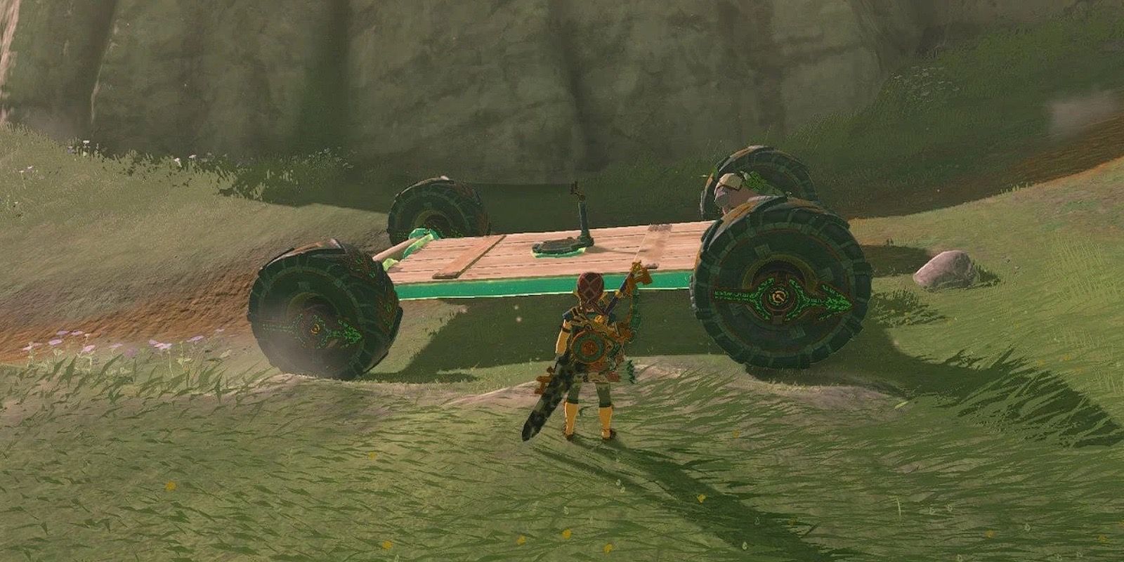 As rodas grandes permitem que os jogadores construam máquinas que cobrem muito terreno em Tears of the Kingdom. 