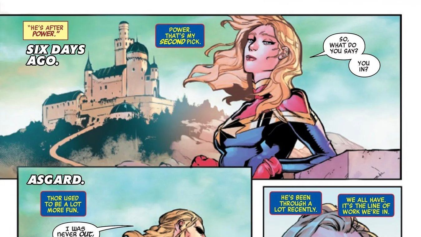 Captain Marvel visits Asgard