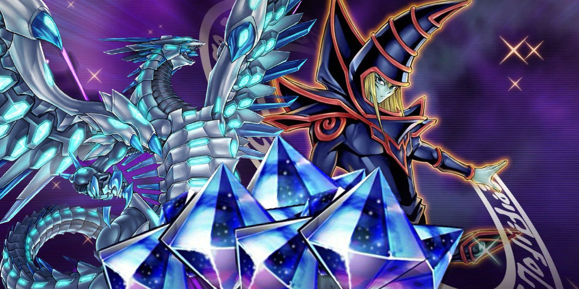 Yu-Gi-Oh! Blue-Eyes Chaos MAX Dragon and Dark Magician artwork