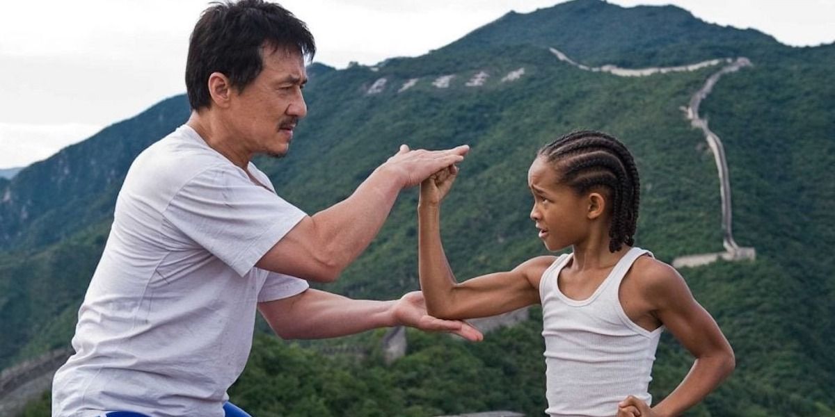 Jackie Chan training Jaden Smith in The Karate Kid