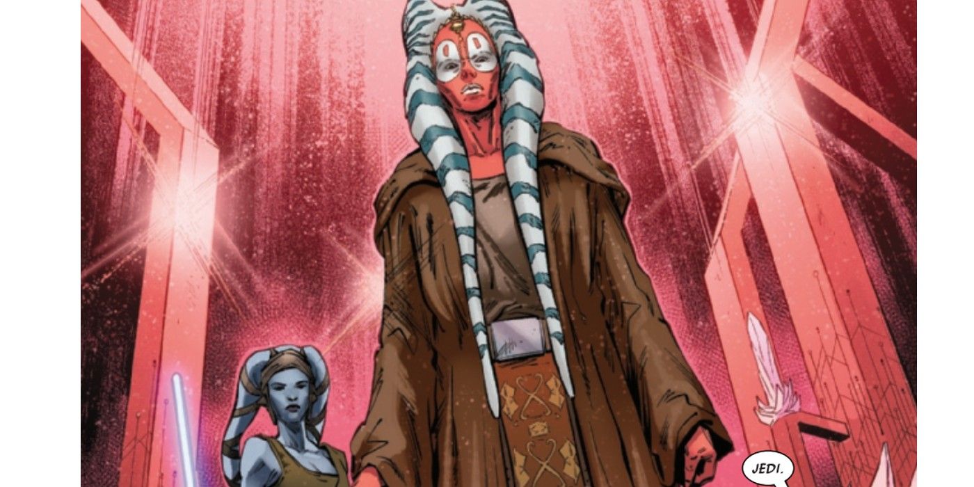 Mestres Jedi Shaak Ti e Aayla Secura seguram seus sabres de luz na Doutora Aphra