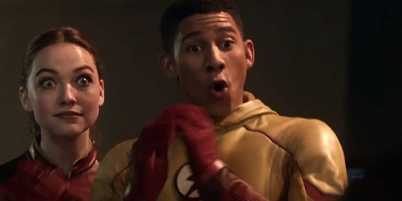 Jessie Quick e Wally West parecem surpresos em traje em The Flash