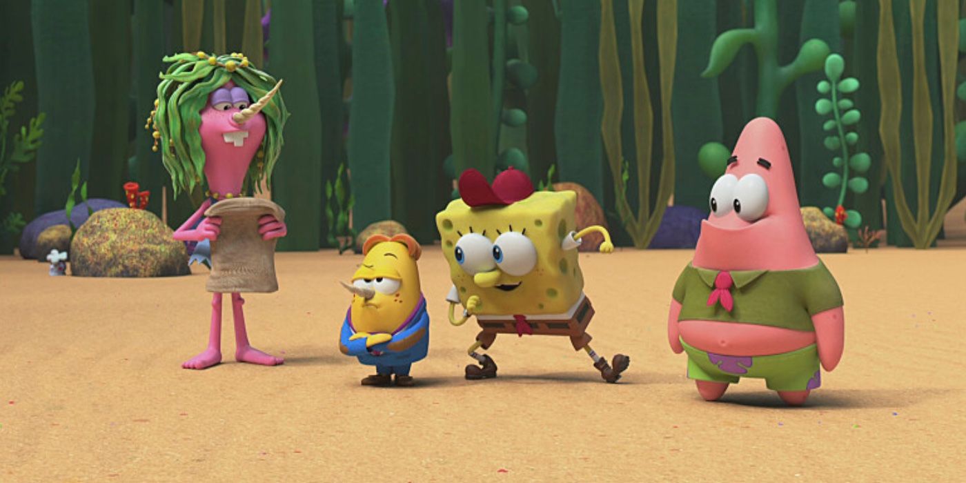 Narlene, Nobby, Spongebob and Patrick in Kamp Koral