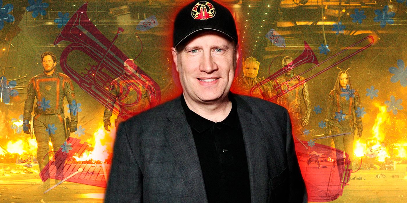 Kevin Feige and Guardians of the Galaxy Vol 3 cast