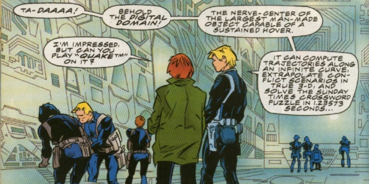 Kitty Pryde sendo apresentada ao Domínio Digital do Helicarrier