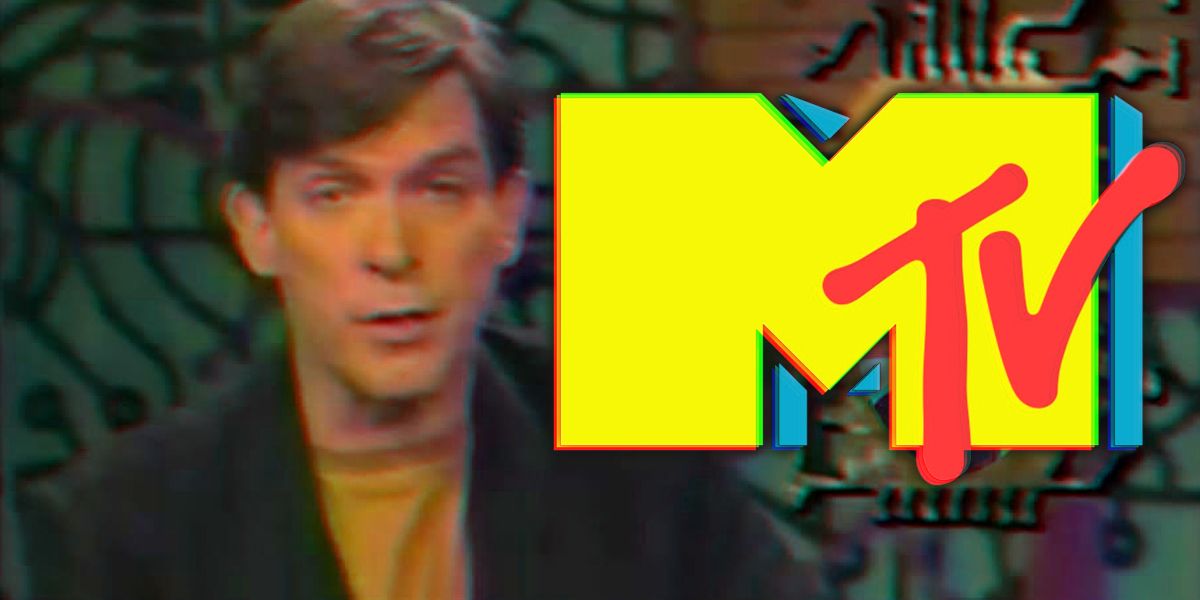 Kurt Loder from MTV News with logo and chromatic aberration