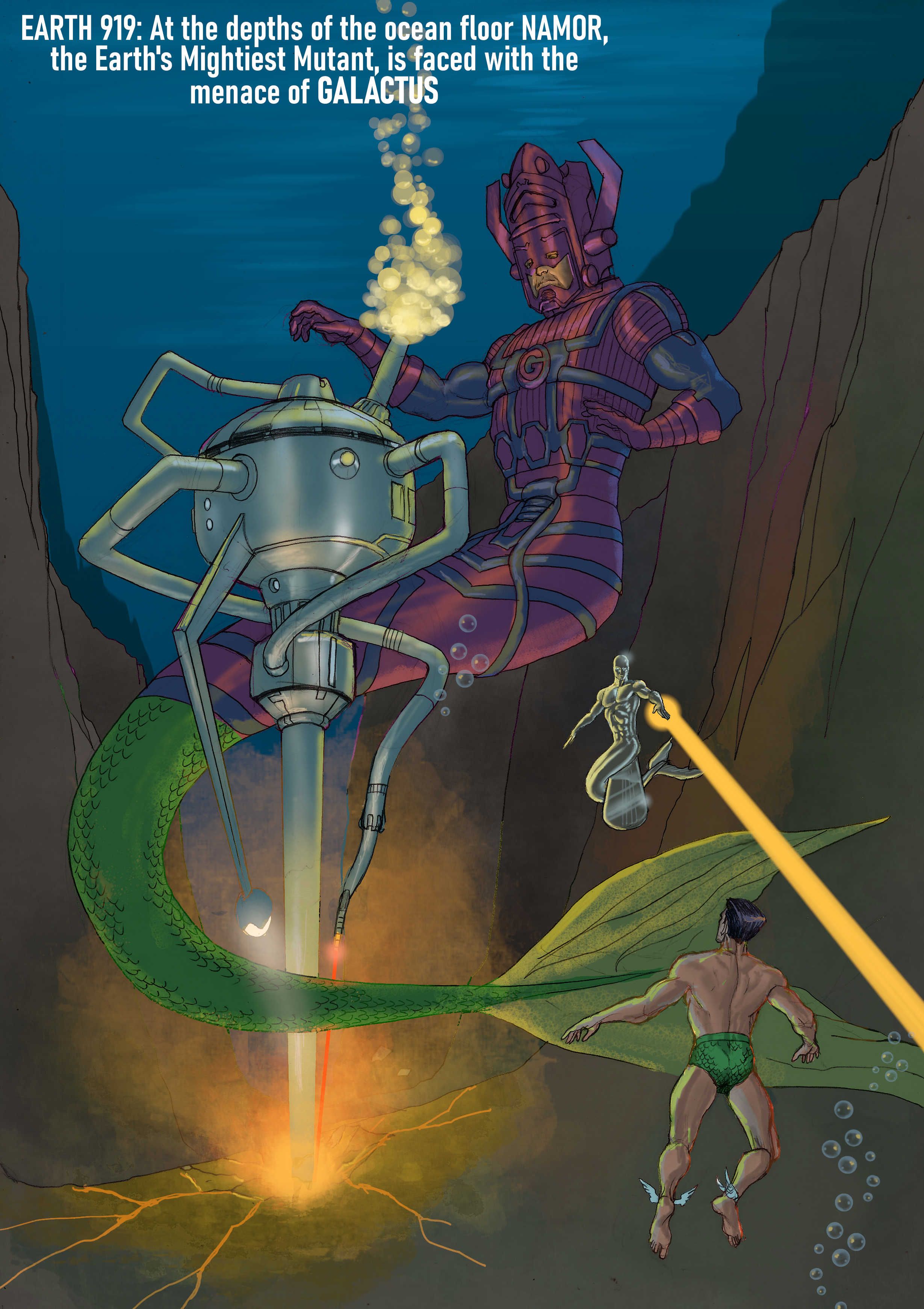 Galactus e Surfista Prateado como sereianos