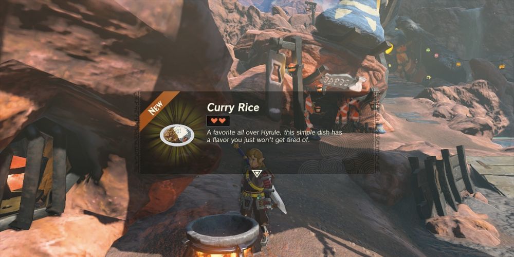 Link cozinhando Curry Rice em Tears of the Kingdom