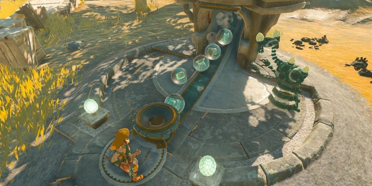 Link getting items from a Zonai Dispenser in Zelda Tears of the Kingdom