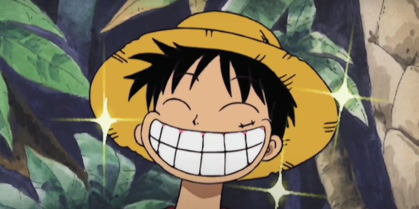 Luffy happily grins for the audiences