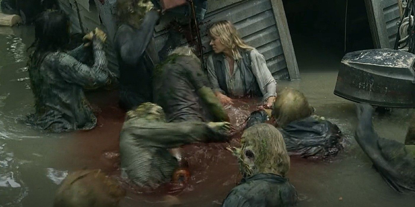 Madison é salva de vários caminhantes em um pântano no FTWD
